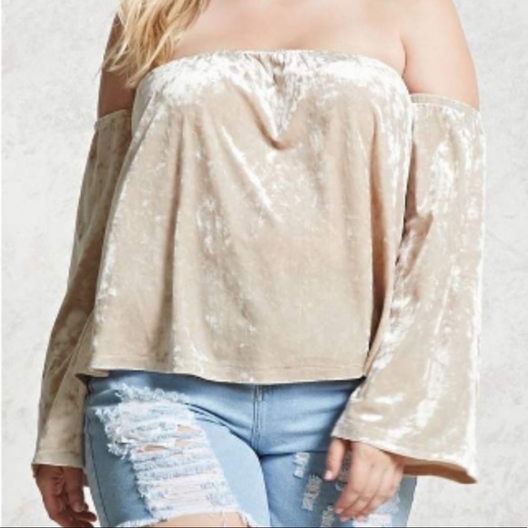 crushed velvet off the shoulder top - Picture 1 of 6